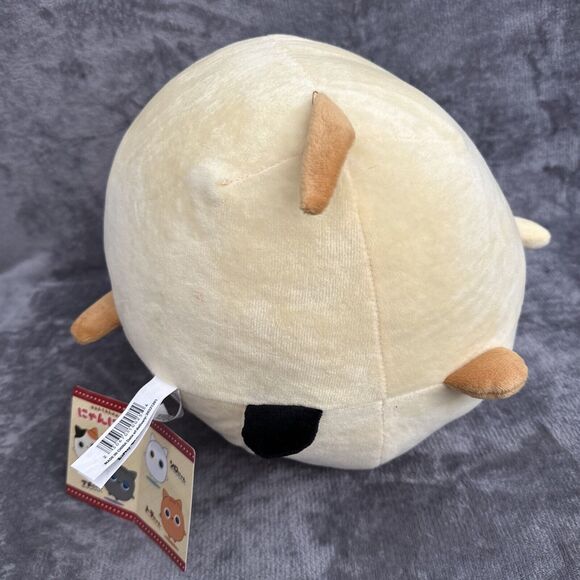 Yamani CALICO CAT Big-Eyed Round Plush Pillow 13” Yellow Kawaii Round Pillow - Picture 6 of 8